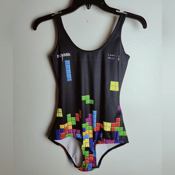 Rare Iconic Blackmilk Tetris Nintendo Gameboy One Piece Swimsuit, Sz Small - Picture 2 of 8